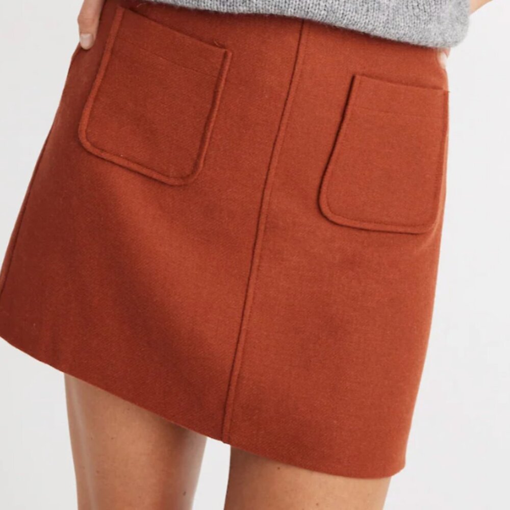 Madwell Museum Patch-Pocket Mini Skirt Wool Blend